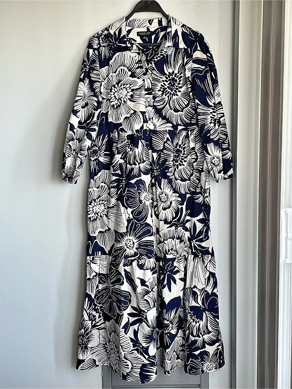 RACHEL ZOE Floral Tropical Maxi Dress in Blue & White